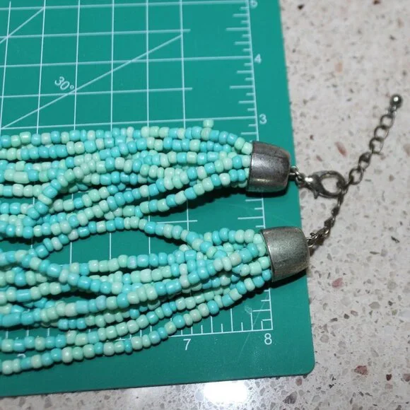 Beautiful Turquoise & Orange Large Cross on Leather Tied to Multi Bead Necklace - Picture 9 of 11